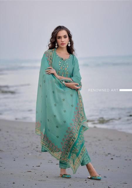 Ladies Flavour Mirza Chanderi Readymade Suits Catalog
